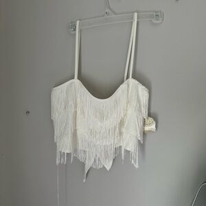 White tank top with tassels